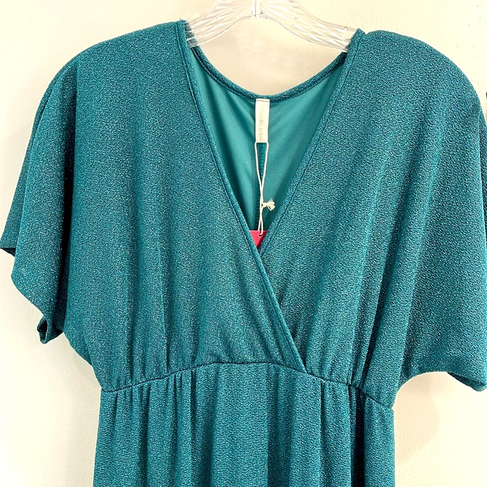 Pink blush green sparkle maxi dress
